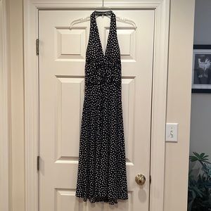 B&W polka dot halter dress, size 4, Anne Klein
